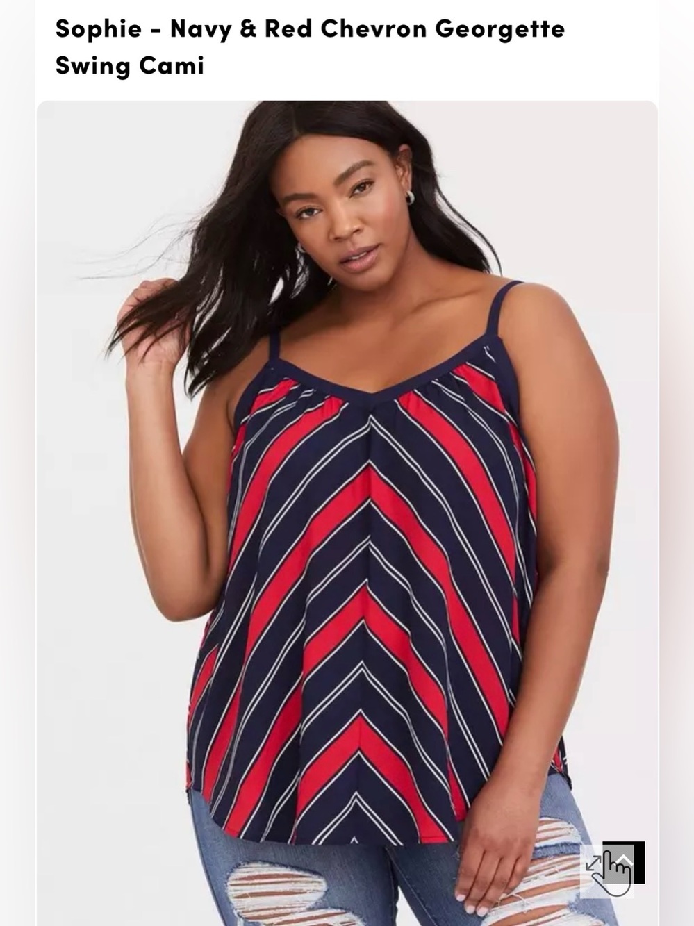 Women’s Plus Torrid Sophie Georgette Swing Cami Tank 00 Red Blue Chevron July 4